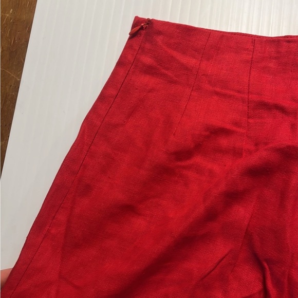 Vintage high waisted rise red 100% linen Shorts pin up - Picture 5 of 7